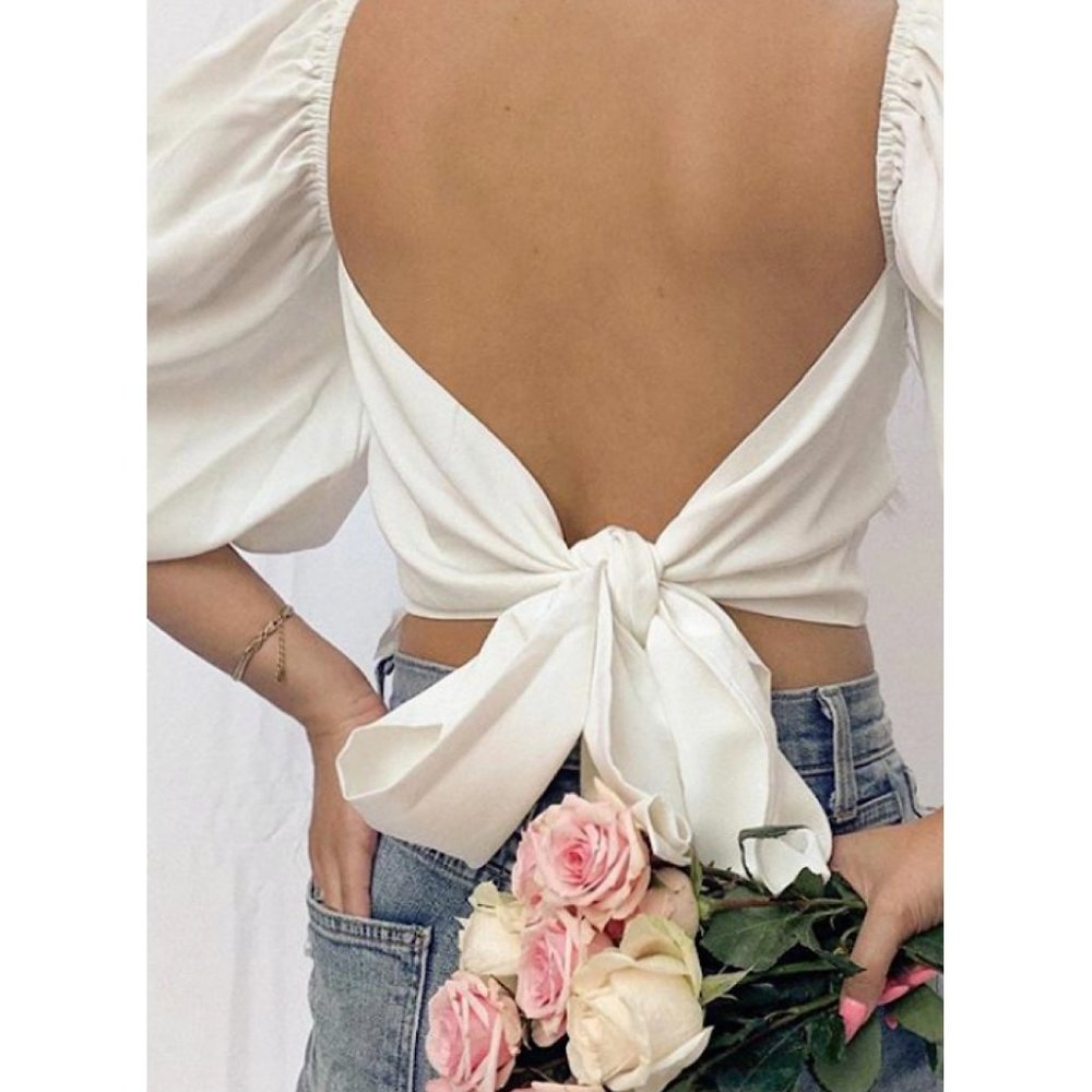 Give Me Romance Top White Puff Sleeves - Picture 8 of 13